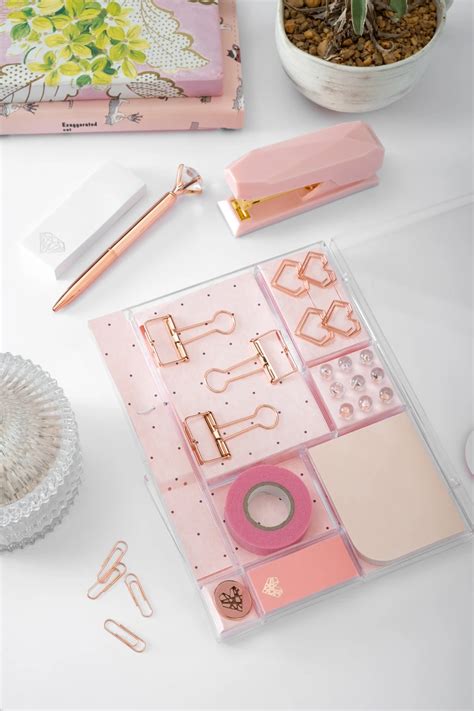 girly desk accessories|rose gold stationery.